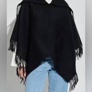 By Malene Birger Wool Turtma Poncho Cape Black Scandinavian Minimal One Size NWT